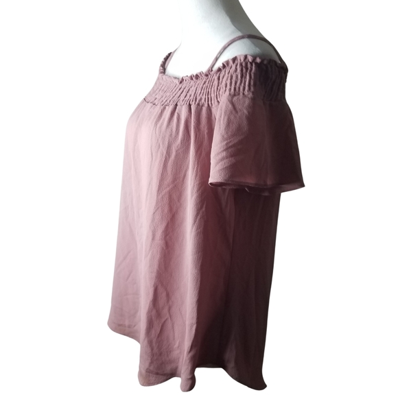 🦋Moa Moa Dusty Rose Off The Shoulder Adjustable Strap Flowy Top - Picture 2 of 5